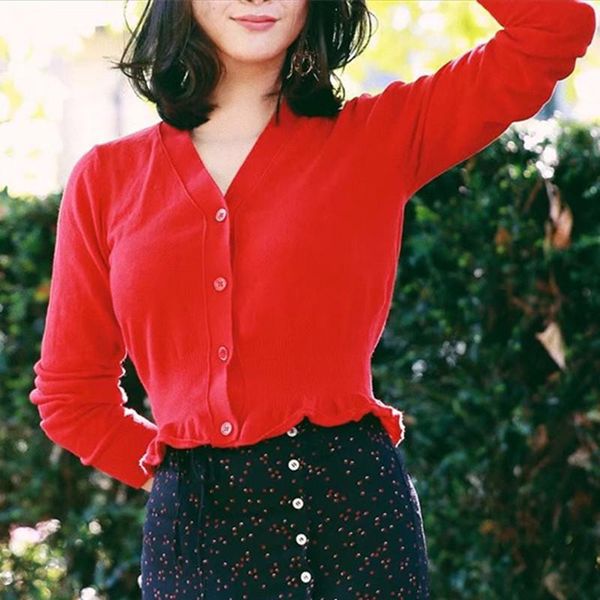 women's knits & tees autumn women red knit cardigan hem ruffles v-neck single breasted long sleeve ladies slim sweater, White
women's knits & tees autumn women red knit cardigan hem ruffles v-neck single breasted long sleeve ladies slim sweater, White