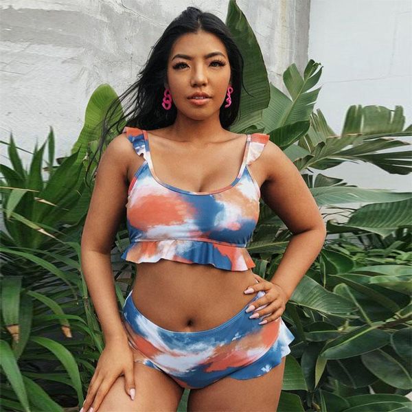 women's plus size swimwear bikini high waist women print swimsuit push up ruffle bikinis set bandage bathing suit tie dyed, Black
women's plus size swimwear bikini high waist women print swimsuit push up ruffle bikinis set bandage bathing suit tie dyed, Black