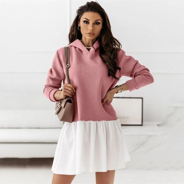 casual dresses hooded mini for woman fashion pink patchwork 2021 autumn long sleeve loose sweatshirt femme, Black;gray
casual dresses hooded mini for woman fashion pink patchwork 2021 autumn long sleeve loose sweatshirt femme, Black;gray