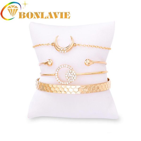 charm bracelets 4pcs/set moon bracelets&bangles for women fashion alloy gold color crystal simple multilayer jewelry gifts accessories, Golden;silver
charm bracelets 4pcs/set moon bracelets&bangles for women fashion alloy gold color crystal simple multilayer jewelry gifts accessories, Golden;silver