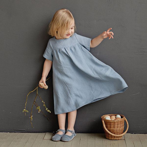 girls round neck solid color pleated cotton and linen dress 2021 summer new korean loose short-sleeve childrens dress tz31, Red;yellow
girls round neck solid color pleated cotton and linen dress 2021 summer new korean loose short-sleeve childrens dress tz31, Red;yellow
