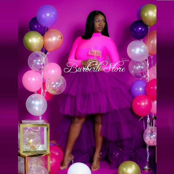 fasgion purple ruffles high low long tulle women skirts custom made quality puffy birthday party skirt female saias, Black
fasgion purple ruffles high low long tulle women skirts custom made quality puffy birthday party skirt female saias, Black