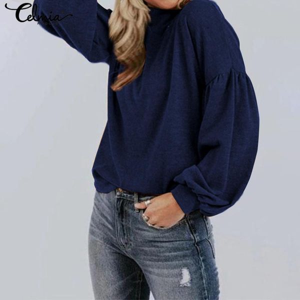 women's blouses & shirts celmia 2021 autumn knitted blusas casual lantern long sleeve turtleneck solid loose buttons tunics oversize, White
women's blouses & shirts celmia 2021 autumn knitted blusas casual lantern long sleeve turtleneck solid loose buttons tunics oversize, White