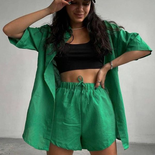 women's tracksuits casual 2 piece sets women summer shorts set loose green tracksuit elastic waist loungewear shirt and jogging femme, Gray
women's tracksuits casual 2 piece sets women summer shorts set loose green tracksuit elastic waist loungewear shirt and jogging femme, Gray