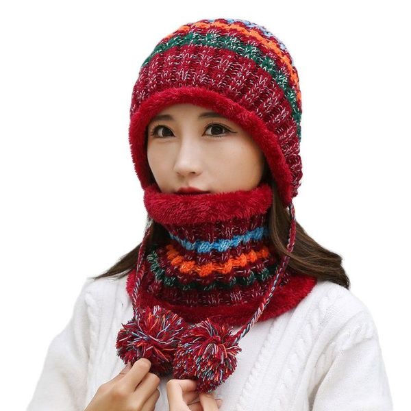 berets winter color matching knitted woolen hat women's plus velvet women cap scarf twinset outdoor keep warm, Blue;gray
berets winter color matching knitted woolen hat women's plus velvet women cap scarf twinset outdoor keep warm, Blue;gray
