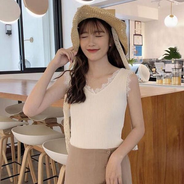women's tanks & camis trendy slim knit camisole sweet woman v neck tank wild lace trim vest, White
women's tanks & camis trendy slim knit camisole sweet woman v neck tank wild lace trim vest, White