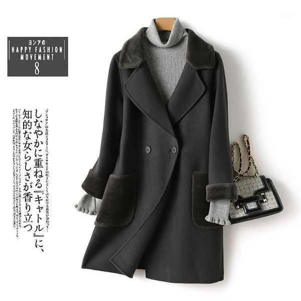 professional european and american splicing medium long suit collar autumn winter 2021 double faced wool coat cashmere women's & blends, Black
professional european and american splicing medium long suit collar autumn winter 2021 double faced wool coat cashmere women's & blends, Black