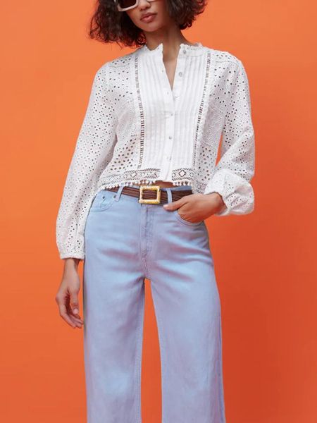 women's blouses & shirts hwlzltzht women shirt cutwork embroidery white woman fashion 2021 pleated long puff sleeve summer elegant
women's blouses & shirts hwlzltzht women shirt cutwork embroidery white woman fashion 2021 pleated long puff sleeve summer elegant