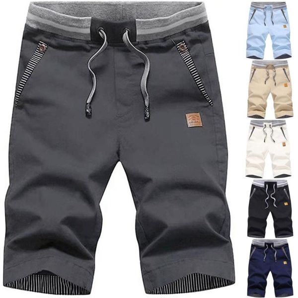sports socks fashion men's casual versatile pocket loose stitching pants shorts, Black