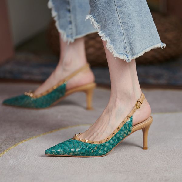 light luxury ~ fish rivet sandal's thin empty single sho in summer elegant pointed temperament high heels, Black
light luxury ~ fish rivet sandal's thin empty single sho in summer elegant pointed temperament high heels, Black