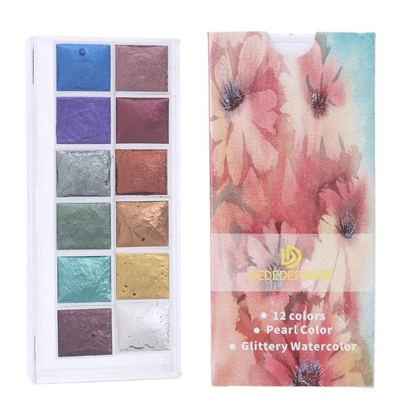 gift sets 12 colors pearlescent watercolor paint higher satuation metallic bright solid for kids adults
gift sets 12 colors pearlescent watercolor paint higher satuation metallic bright solid for kids adults