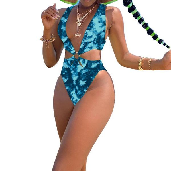 one-piece suits swimwear women tie-dyed one piece backless hollow out bathing suit sleeveless low cut bra ring connected high waist panties
one-piece suits swimwear women tie-dyed one piece backless hollow out bathing suit sleeveless low cut bra ring connected high waist panties