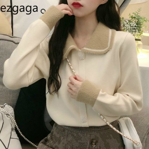 ezgaga tender sweet sweater women autumn winter turn-down collar contrast single breasted knitted cardigan elegant fashion 210430, White
ezgaga tender sweet sweater women autumn winter turn-down collar contrast single breasted knitted cardigan elegant fashion 210430, White