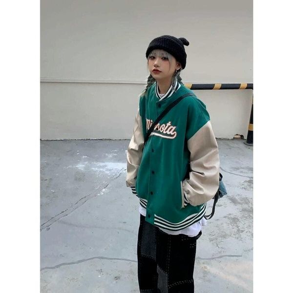 colorblocking letter over size female's jacket patchwork casual women coats for winter jackets korean women's baseball uniform m, Black;brown
colorblocking letter over size female's jacket patchwork casual women coats for winter jackets korean women's baseball uniform m, Black;brown