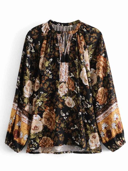 women's blouses & shirts women floral print fashion elegant autumn long sleeve tassel bohemian casual clothing, White
women's blouses & shirts women floral print fashion elegant autumn long sleeve tassel bohemian casual clothing, White