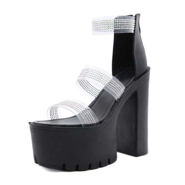 fashion 15cm super high heel sandals waterproof thick bottom fish mouth women summer party shoe sandalia plataforma, Black
fashion 15cm super high heel sandals waterproof thick bottom fish mouth women summer party shoe sandalia plataforma, Black