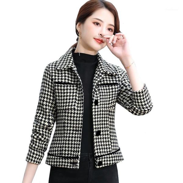 women's wool & blends autumn winter women short jacket houndstooth turn down collar slim coat plus size single-breasted casual female w, Black
women's wool & blends autumn winter women short jacket houndstooth turn down collar slim coat plus size single-breasted casual female w, Black