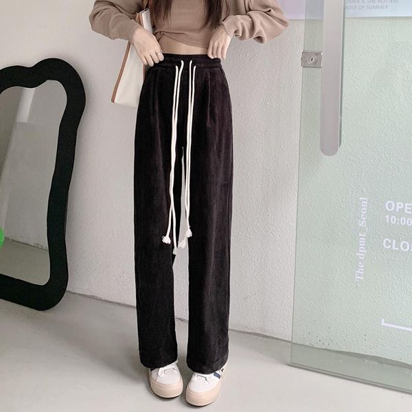 women's pants & capris black corduroy autumn trousers women elastic waist long straight loose casual vintage lace up pockets streetwear, Black;white
women's pants & capris black corduroy autumn trousers women elastic waist long straight loose casual vintage lace up pockets streetwear, Black;white