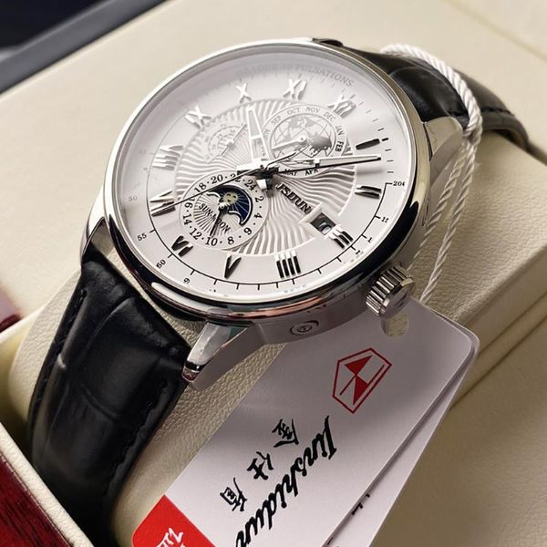 wristwatches jsdun 2021 brand retro men's sports mechanical watch moon phase luxury automatic waterproof leather herrenuhr 8909, Slivery;brown
wristwatches jsdun 2021 brand retro men's sports mechanical watch moon phase luxury automatic waterproof leather herrenuhr 8909, Slivery;brown