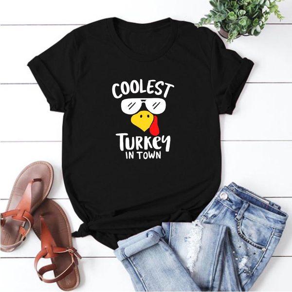 women's t-shirt coolest turkey in town shirt thanksgiving funny tshirt thankful hello pumpkin graphic tees 100% cotton print, White
women's t-shirt coolest turkey in town shirt thanksgiving funny tshirt thankful hello pumpkin graphic tees 100% cotton print, White