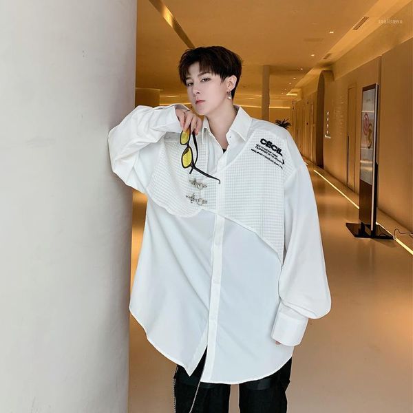 men's casual shirts long-sleeve shirt spring and autumn holiday two pieces of splicing design metal button decoration niche designer, White;black
men's casual shirts long-sleeve shirt spring and autumn holiday two pieces of splicing design metal button decoration niche designer, White;black