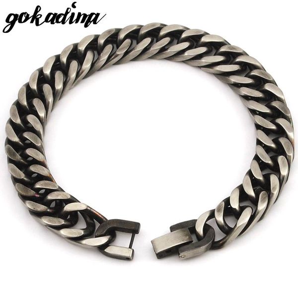 link, chain gokadima 2021 style antique finished stainless steel bracelet men jewelry party christmas gift, Black
link, chain gokadima 2021 style antique finished stainless steel bracelet men jewelry party christmas gift, Black