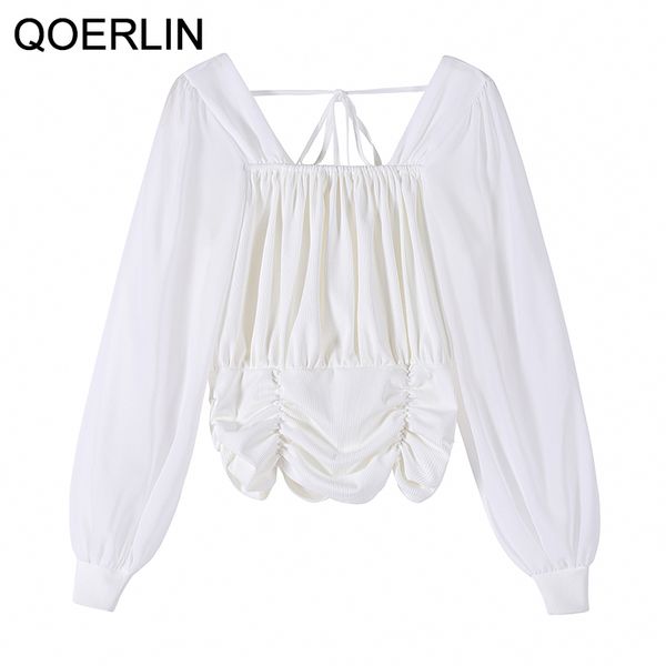 qoerlin spring summer new bubble sleeve square neck short chic blouse women backless tie-up shirts female plus size 210416, White
qoerlin spring summer new bubble sleeve square neck short chic blouse women backless tie-up shirts female plus size 210416, White