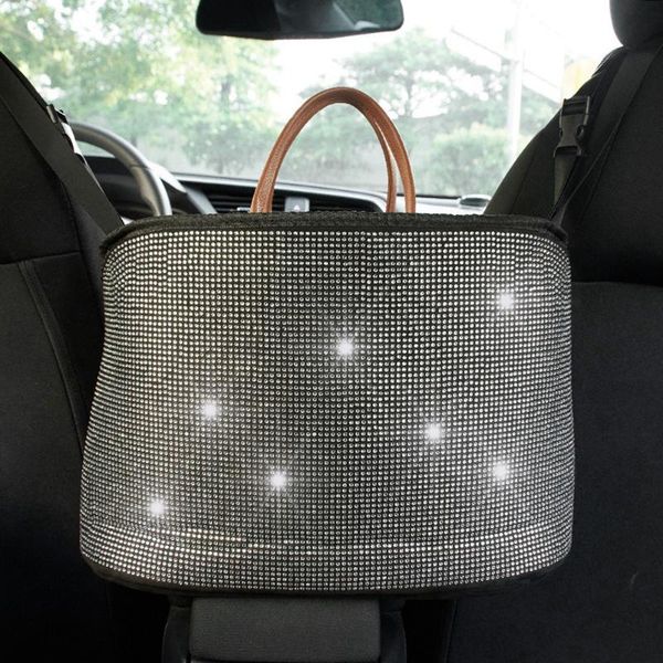 car organizer handbag purse holder,bling leather storage between seats with 2