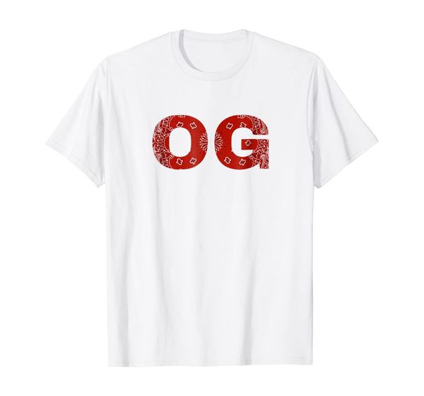 og t shirts for men original gangster shirt compton bandana, White;black