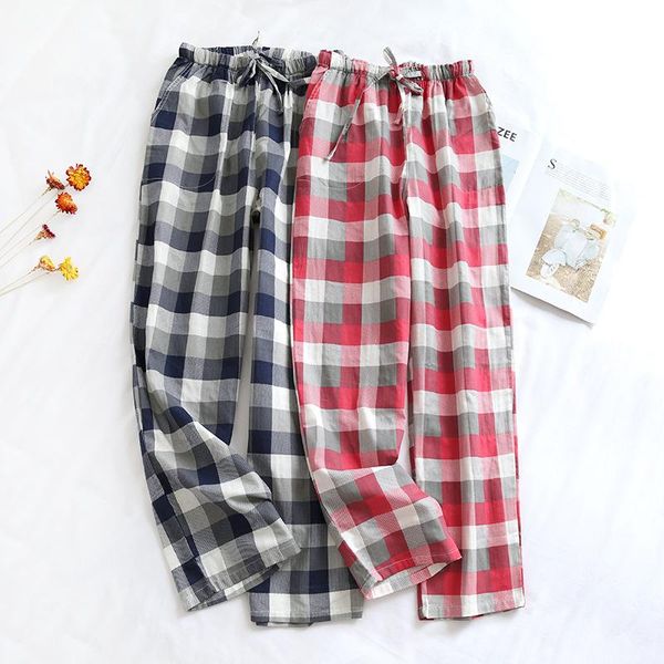 women's sleepwear plaid pants gauze cotton lace-up spring and autumn pantalon pour femme fashion casual loose couple pajama, Black;red
women's sleepwear plaid pants gauze cotton lace-up spring and autumn pantalon pour femme fashion casual loose couple pajama, Black;red