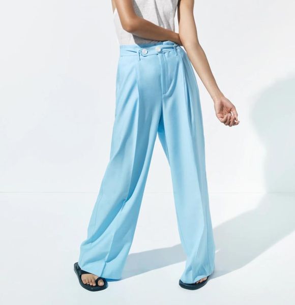 women's pants & capris za spring autumn long wide leg suit women blue style floor length high waist trousers european american career p, Black;white
women's pants & capris za spring autumn long wide leg suit women blue style floor length high waist trousers european american career p, Black;white