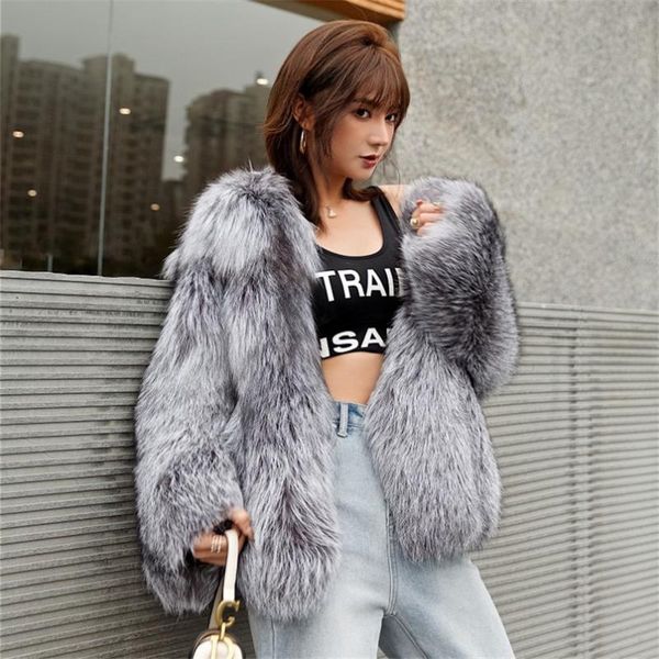 women's fur & faux winter coat real silver jackets for women short full pelt clothes luxury warm female outwears, Black
women's fur & faux winter coat real silver jackets for women short full pelt clothes luxury warm female outwears, Black