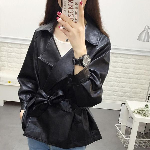 women's leather & faux pu short coat 2021 spring and autumn korean style casual versatile long sleeves jacket, Black
women's leather & faux pu short coat 2021 spring and autumn korean style casual versatile long sleeves jacket, Black