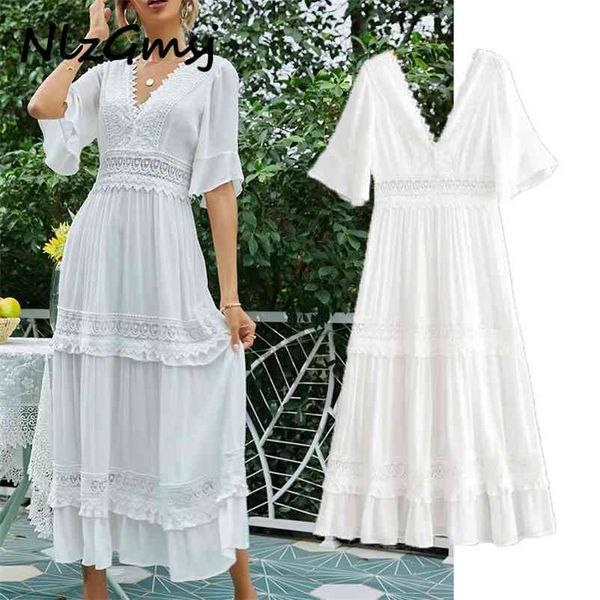 dres white patchwork lace hollow out v-neck ruffle sleeve long dresses boho casual beach vestidos 04 210628, Black;gray
dres white patchwork lace hollow out v-neck ruffle sleeve long dresses boho casual beach vestidos 04 210628, Black;gray
