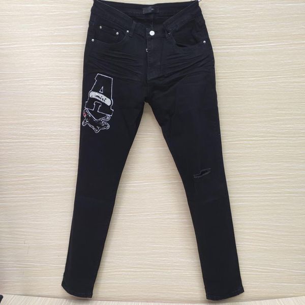 men's jeans trendy brand hip hop graphic men high street flocking letter animal black stretch denim motorcycle pants, Blue
men's jeans trendy brand hip hop graphic men high street flocking letter animal black stretch denim motorcycle pants, Blue