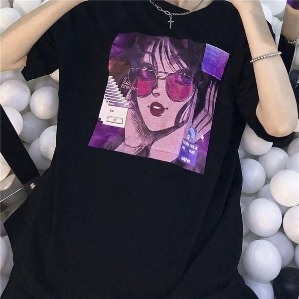 women's t-shirt kuakuayu hjn girl in sunglasses korean fashion anime kawaii ulzzang style oversized tee street harajuku, White
women's t-shirt kuakuayu hjn girl in sunglasses korean fashion anime kawaii ulzzang style oversized tee street harajuku, White