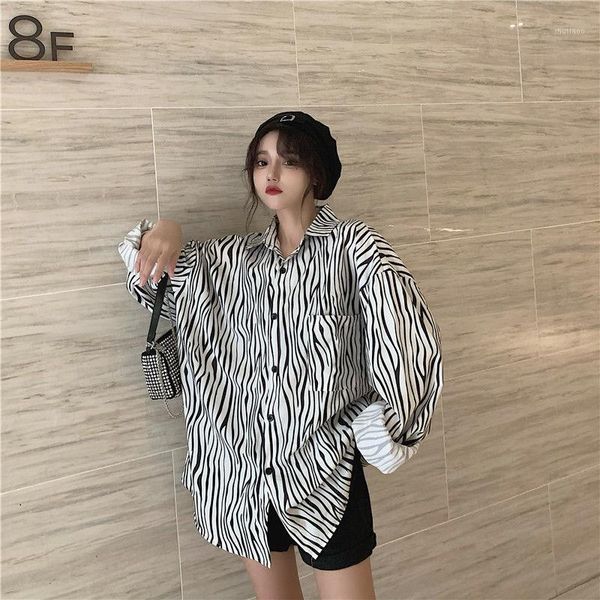 women's blouses & shirts 2021 spring summer zebra pattern print blouse hong kong style long sleeve harajuku fashion women button up shi, White
women's blouses & shirts 2021 spring summer zebra pattern print blouse hong kong style long sleeve harajuku fashion women button up shi, White