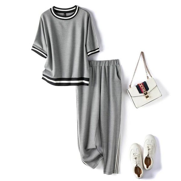 women's two piece pants 2021 european and american summer fashion casual short-sleeved + stretch nine-point high-quality two-piece suit, White
women's two piece pants 2021 european and american summer fashion casual short-sleeved + stretch nine-point high-quality two-piece suit, White
