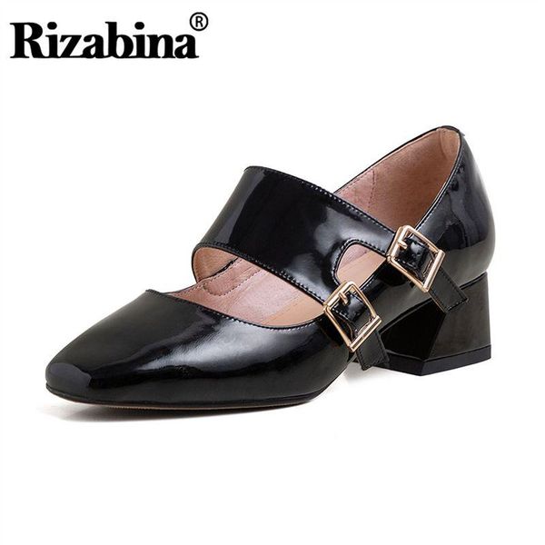 women pumps real leather casual square heels shoes spring metal buckle fashion daily footwear size 33-40 dress, Black 
women pumps real leather casual square heels shoes spring metal buckle fashion daily footwear size 33-40 dress, Black