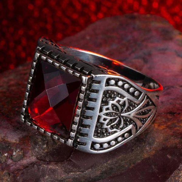 cluster rings cool men silver ring with rectangle red zircon gemstone and flower motif gifts for her boyfriend 925 sterling, Golden;silver
cluster rings cool men silver ring with rectangle red zircon gemstone and flower motif gifts for her boyfriend 925 sterling, Golden;silver