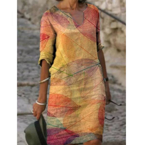half sleeved v neck printed loose dress womens fashion casual vintage spring autumn all-match plus size beach dresses vestidos, Black;gray
half sleeved v neck printed loose dress womens fashion casual vintage spring autumn all-match plus size beach dresses vestidos, Black;gray