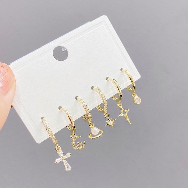 hoop & huggie aide 2021 trend 6pcs korean star moon zircon piercing earrings pendientes aretes jewelry gifts for woman bijoux femme aros, Golden;silver
hoop & huggie aide 2021 trend 6pcs korean star moon zircon piercing earrings pendientes aretes jewelry gifts for woman bijoux femme aros, Golden;silver