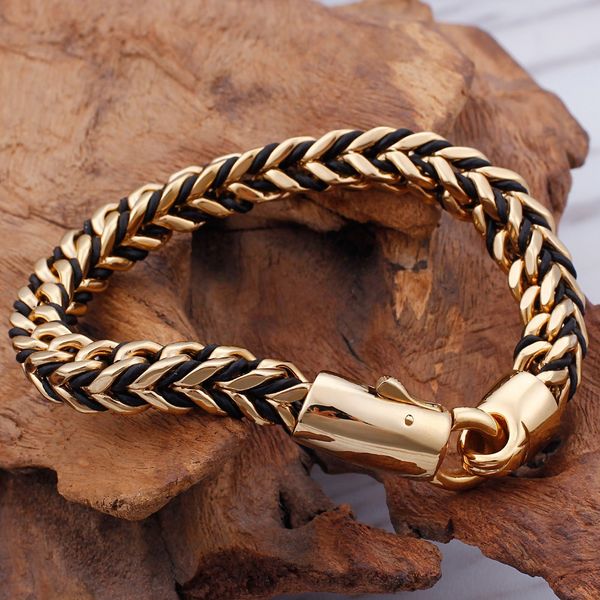 men braided wrap leather bracelet golden gold color stainless steel friendship men's bracelets punk rock bangles jewelry accessories fr, Golden;silver
men braided wrap leather bracelet golden gold color stainless steel friendship men's bracelets punk rock bangles jewelry accessories fr, Golden;silver