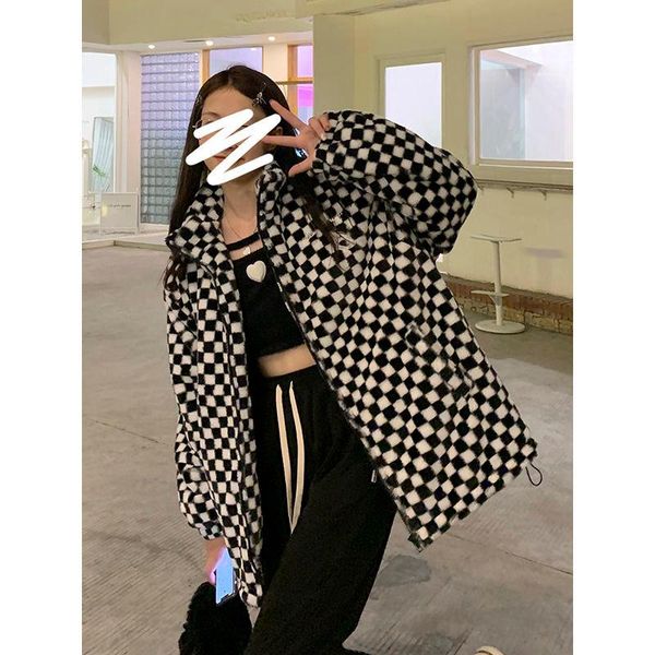 women's jackets ewsfv 2021 autumn fashion women black and white chessboard plaid coat cotton youthful-looking loose stand collar, Black;brown
women's jackets ewsfv 2021 autumn fashion women black and white chessboard plaid coat cotton youthful-looking loose stand collar, Black;brown
