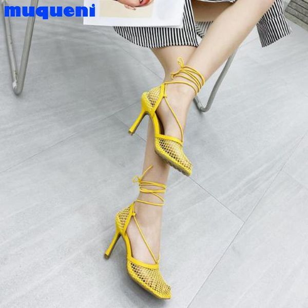 sandals muqueni 2021 yellow mesh pumps female square toe high heel lace up cross-tied stiletto hollow dress shoes, Black
sandals muqueni 2021 yellow mesh pumps female square toe high heel lace up cross-tied stiletto hollow dress shoes, Black