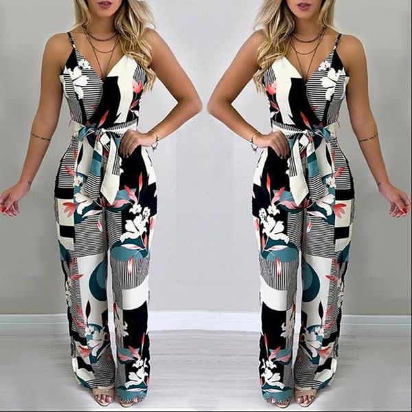 v neck striped geometric women romper printed sleeveless bandage loose long jumpsuits summer casual clothes, Black;white
v neck striped geometric women romper printed sleeveless bandage loose long jumpsuits summer casual clothes, Black;white