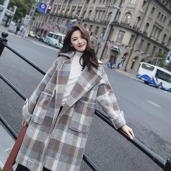 women's wool & blends women blend plaid coats winter warm thick long jacket female loose outwear windbreaker lady vintage autumn woolen, Black
women's wool & blends women blend plaid coats winter warm thick long jacket female loose outwear windbreaker lady vintage autumn woolen, Black