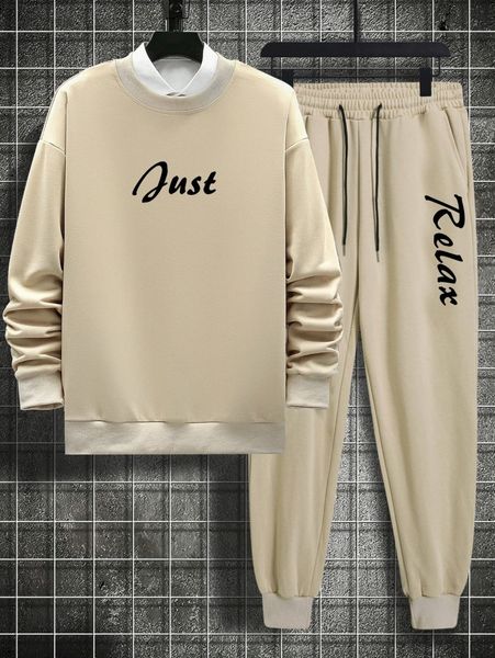 men letter graphic drop shoulder pullover & drawstring waist sweatpants without tee 43dh#, Gray
men letter graphic drop shoulder pullover & drawstring waist sweatpants without tee 43dh#, Gray