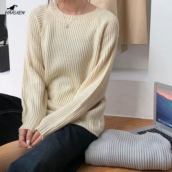 women's sweaters round neck sweater knit autumn and winter fashion loose casual long-sleeved solid color bottoming pullover, White;black
women's sweaters round neck sweater knit autumn and winter fashion loose casual long-sleeved solid color bottoming pullover, White;black