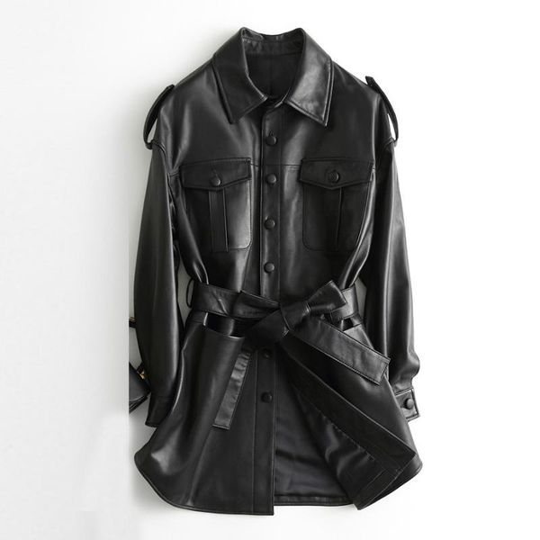 women's leather & faux fad spring autumn genuine vintage streetwear trench coat women fashion real female jackets a039, Black
women's leather & faux fad spring autumn genuine vintage streetwear trench coat women fashion real female jackets a039, Black
